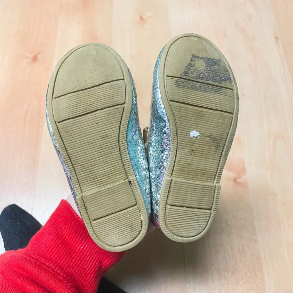 Old Navy Silver Glitter Sparkle Crisscross Ankle Strap Dress Shoes Girls Size 6
